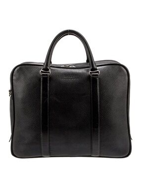Bally Black Pebbled Leather Briefcase unisex
